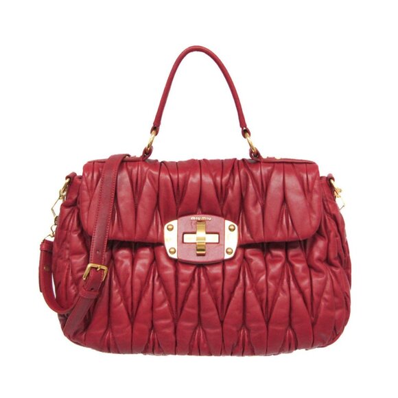 MIU MIU Red Leather Shoulder Bag - Picture 1 of 16